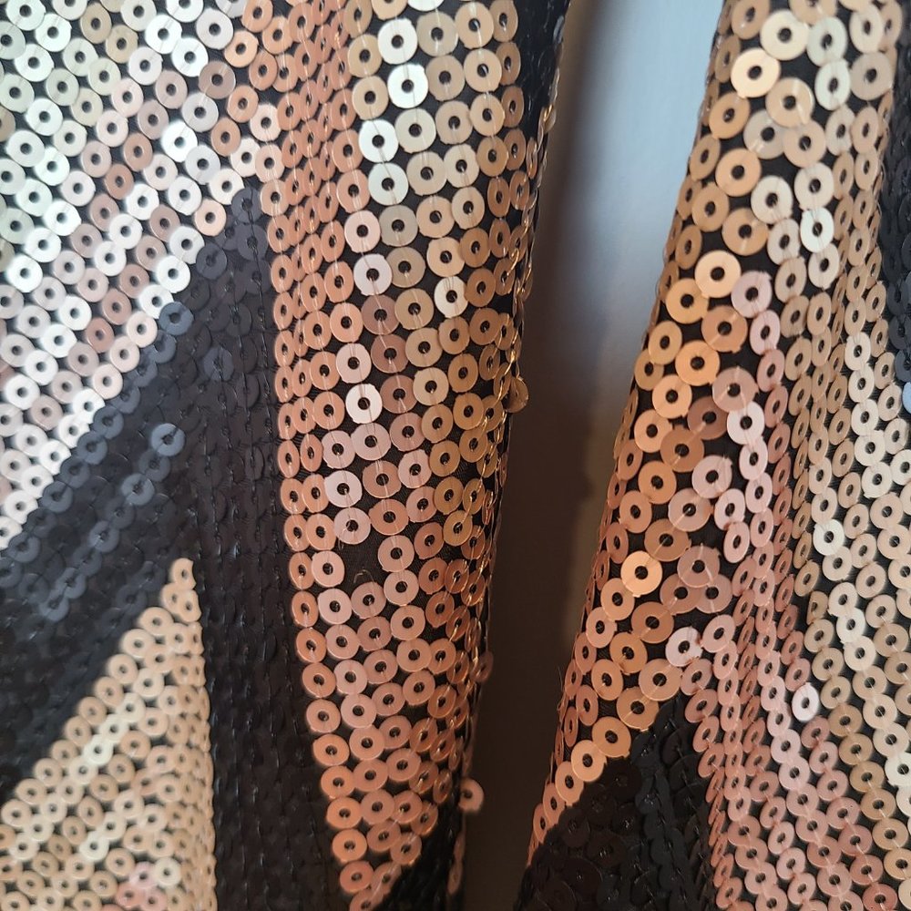 Gianni Bini Sequin Dress Mini Black Gold Juniors 13 - Picture 4 of 9